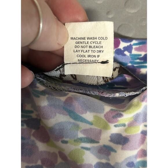 Madmazelle Lavender Abstract Print Empire Waist Maxi Dress Size Large Whimsical - Picture 9 of 9